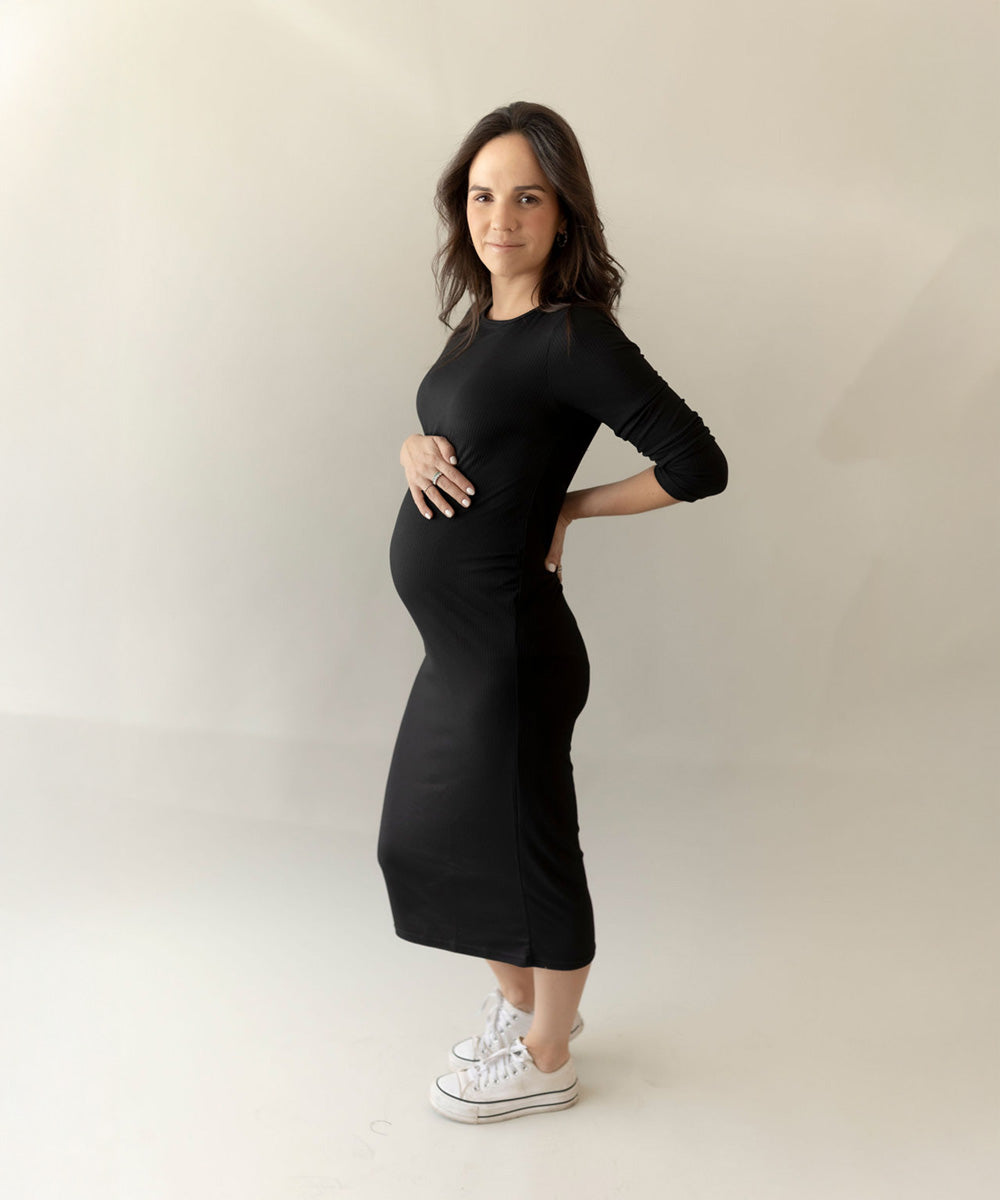 FITTED LONG SLEEVE BLACK DRESS