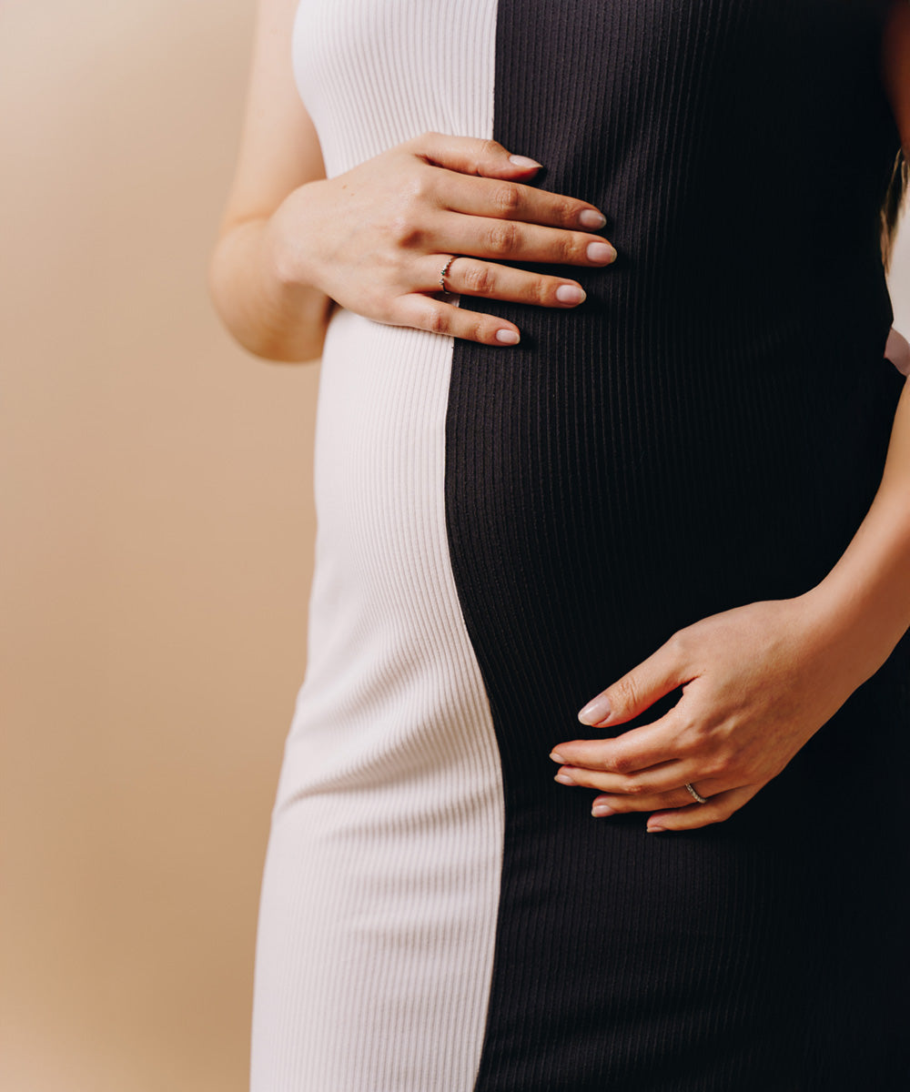 COLOR BLOCK DRESS BLACK AND WHITE
