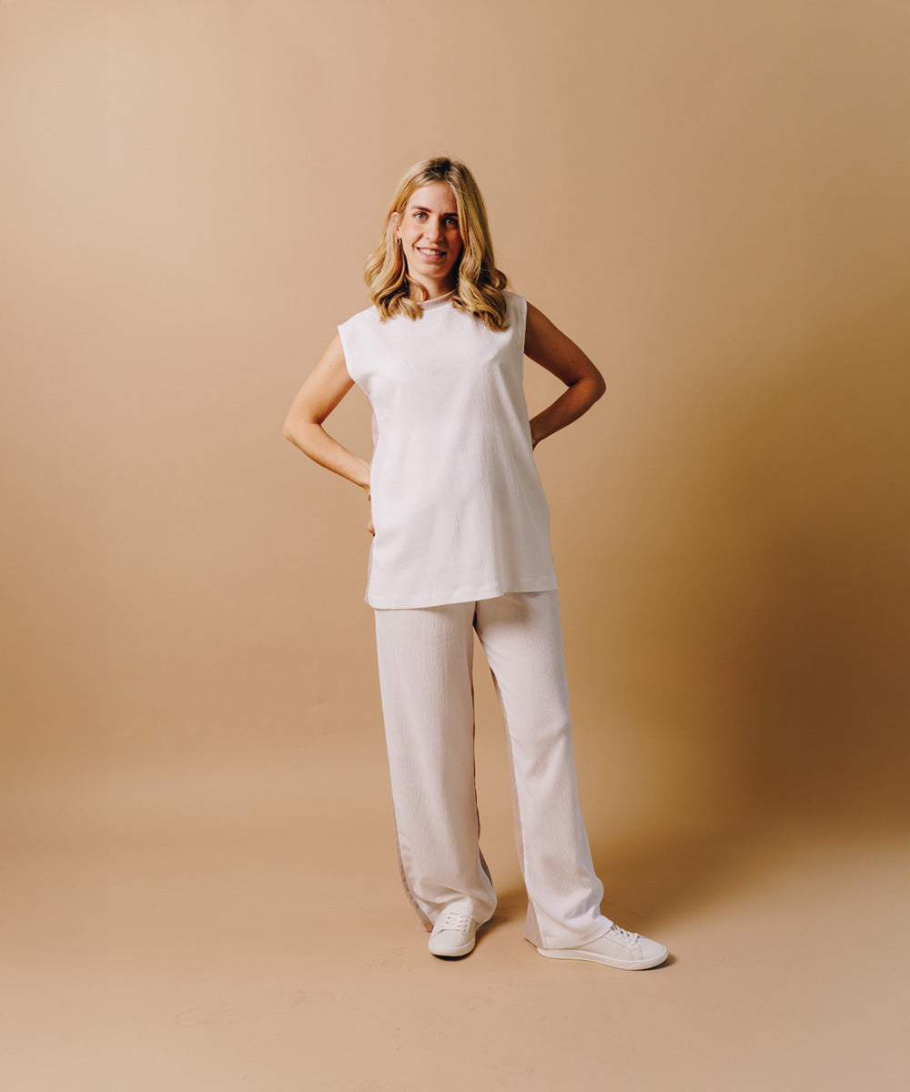 COLOR BLOCK SET NUDE AND WHITE