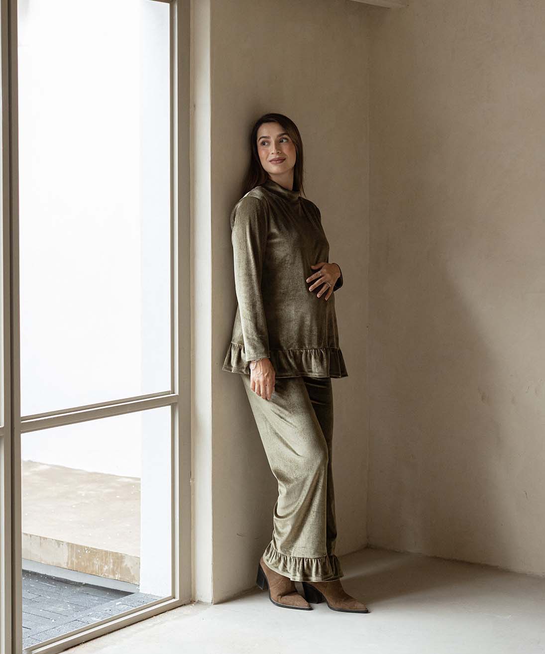 ELORA LONG SLEEVE SET OLIVE