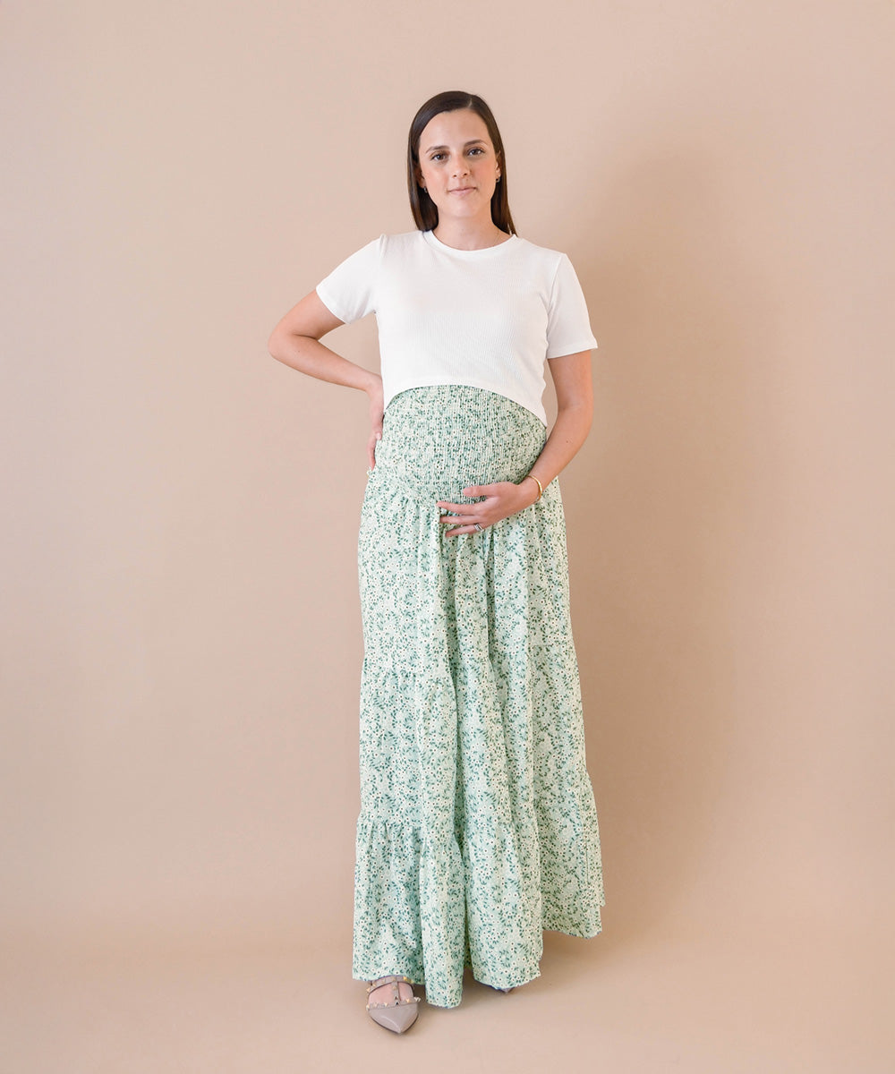 GARDEN SKIRT GREEN PRINT