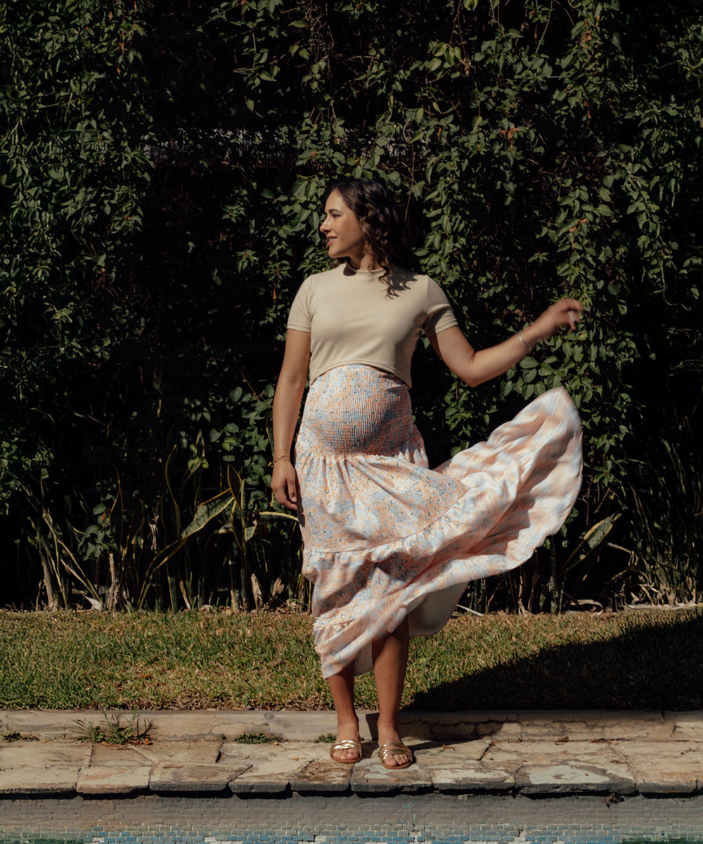 GARDEN SKIRT PEACH PRINT