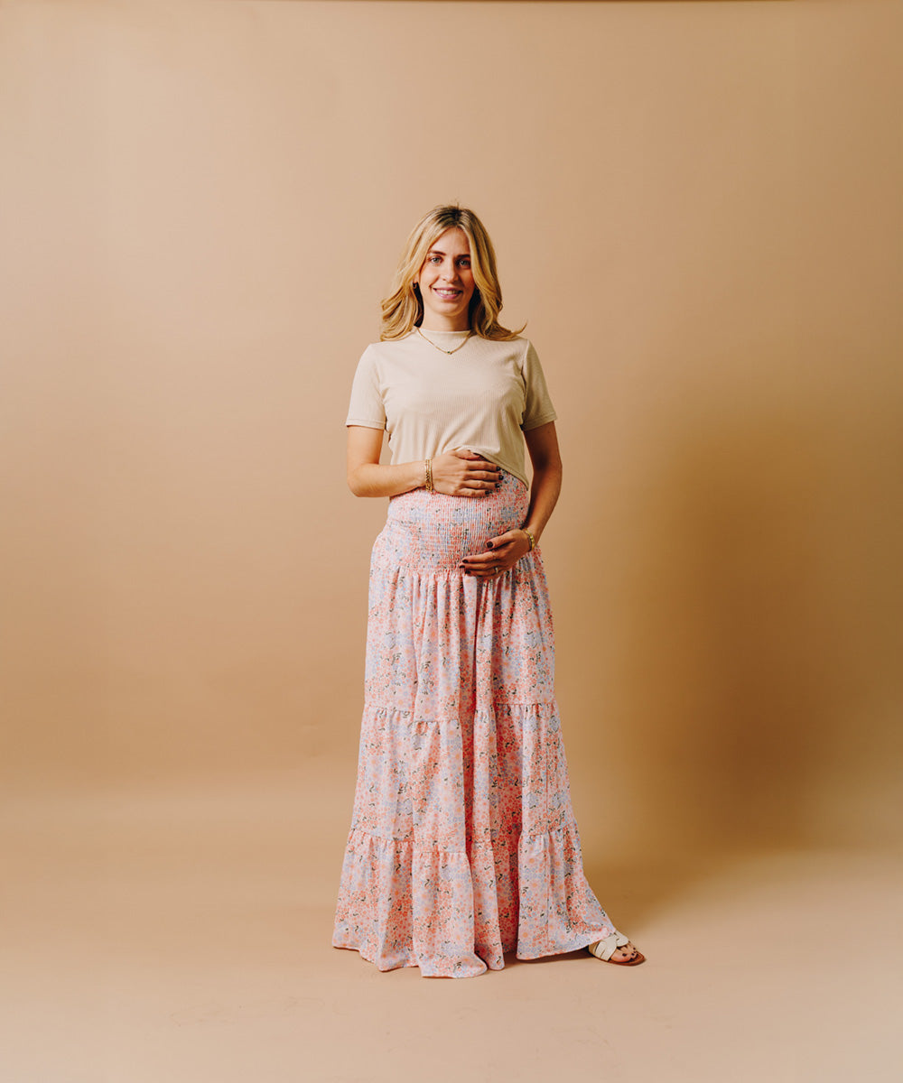 GARDEN SKIRT PEACH PRINT