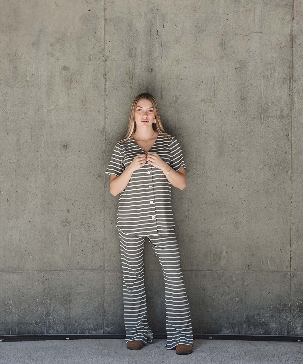 HONEY NURSING SET GREEN STRIPES