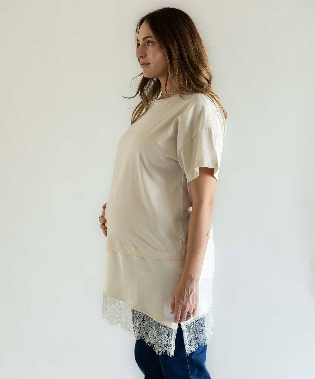 LACE T-SHIRT BEIGE