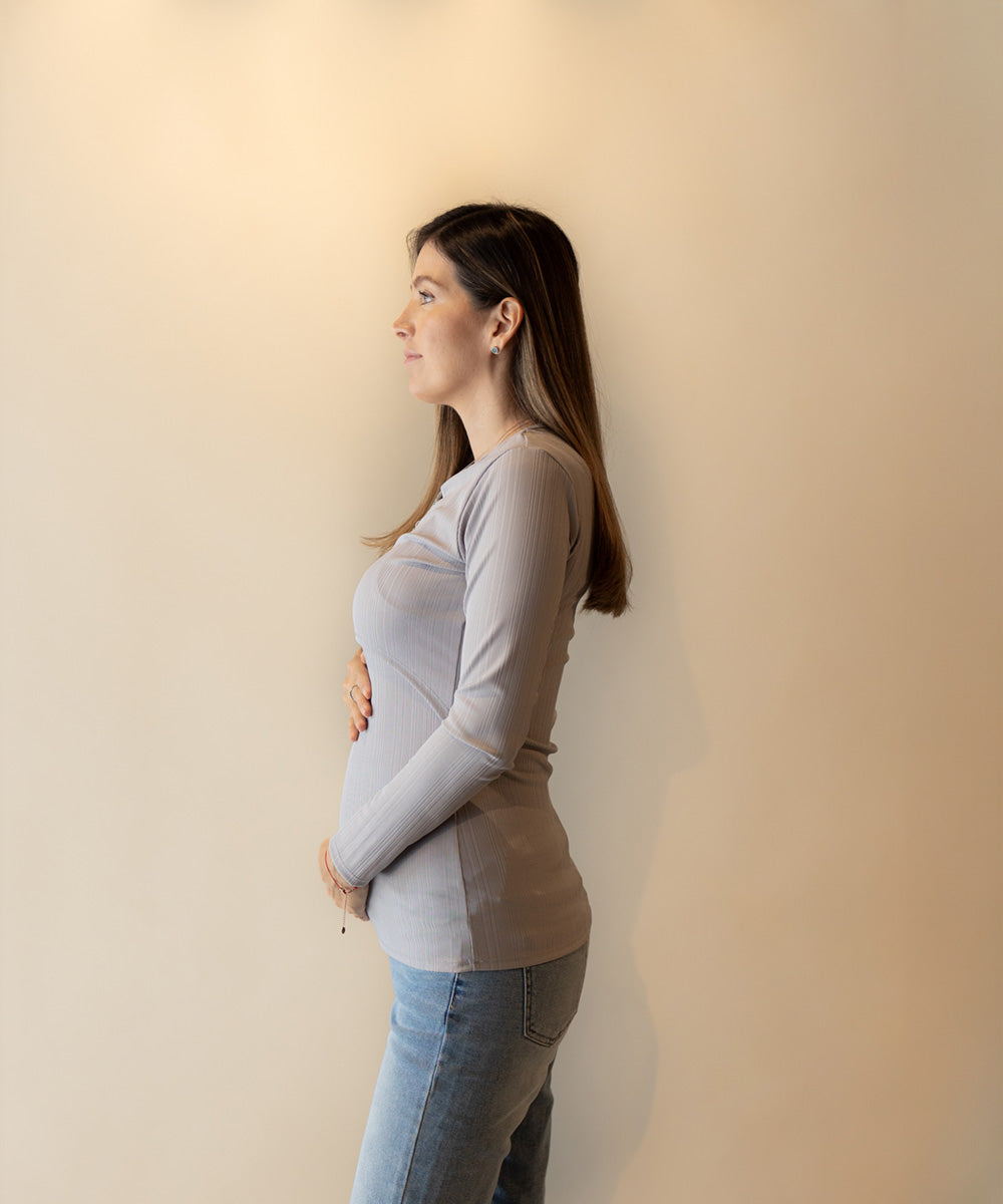 LONG SLEEVE NURSING SHIRT GRAY