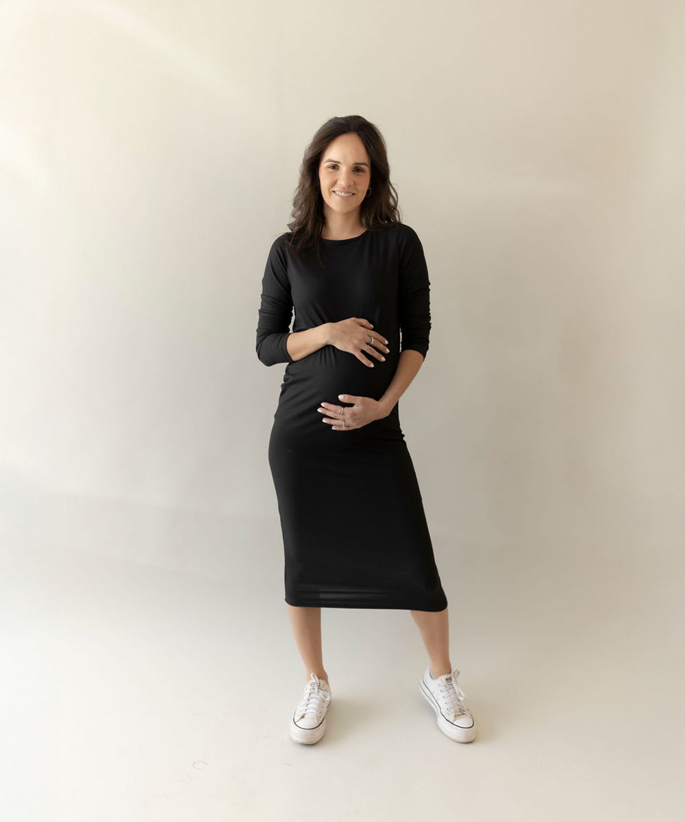 FITTED LONG SLEEVE BLACK DRESS