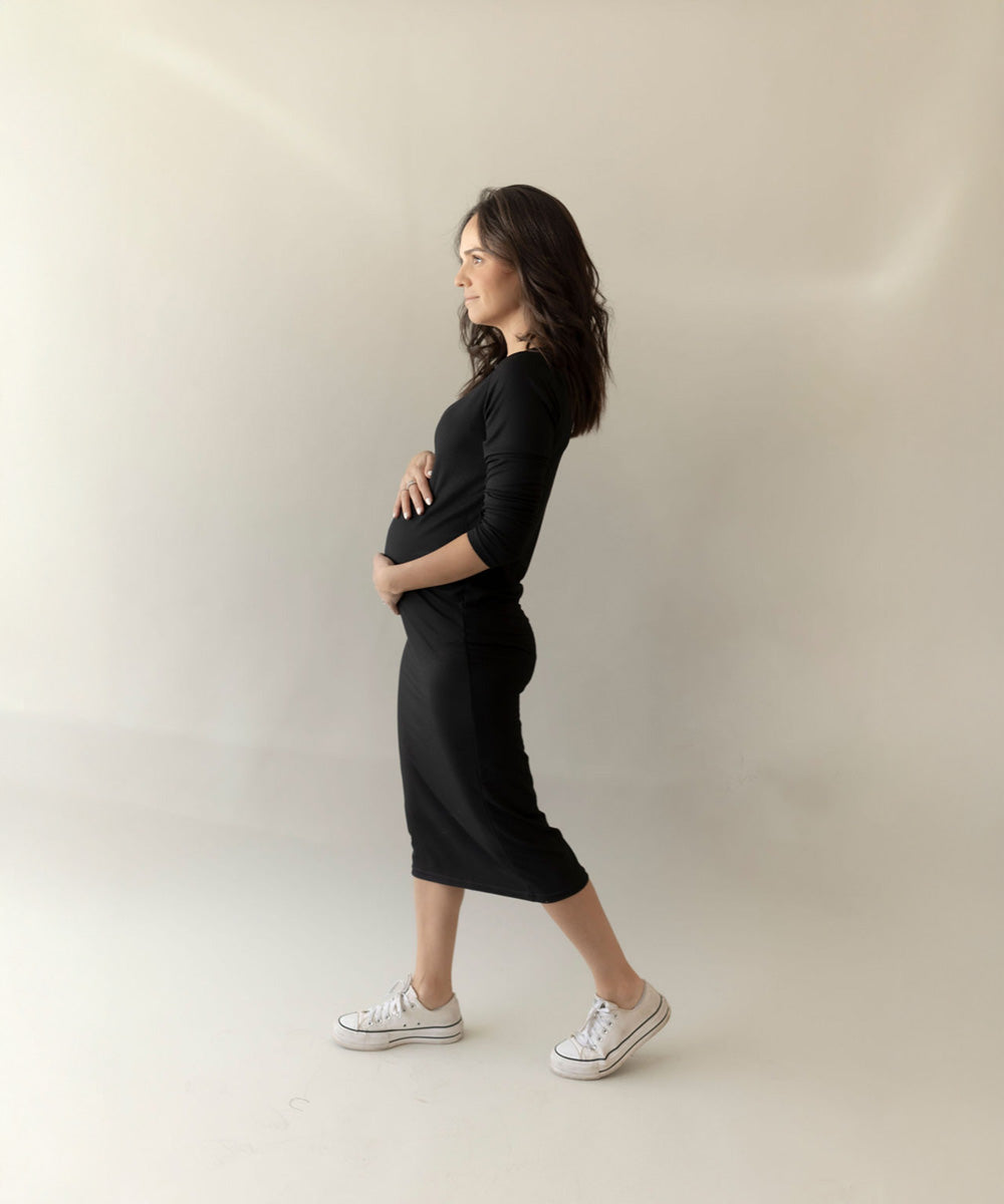 FITTED LONG SLEEVE BLACK DRESS