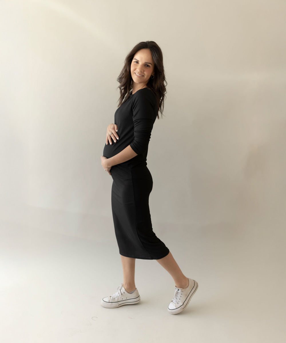 FITTED LONG SLEEVE BLACK DRESS