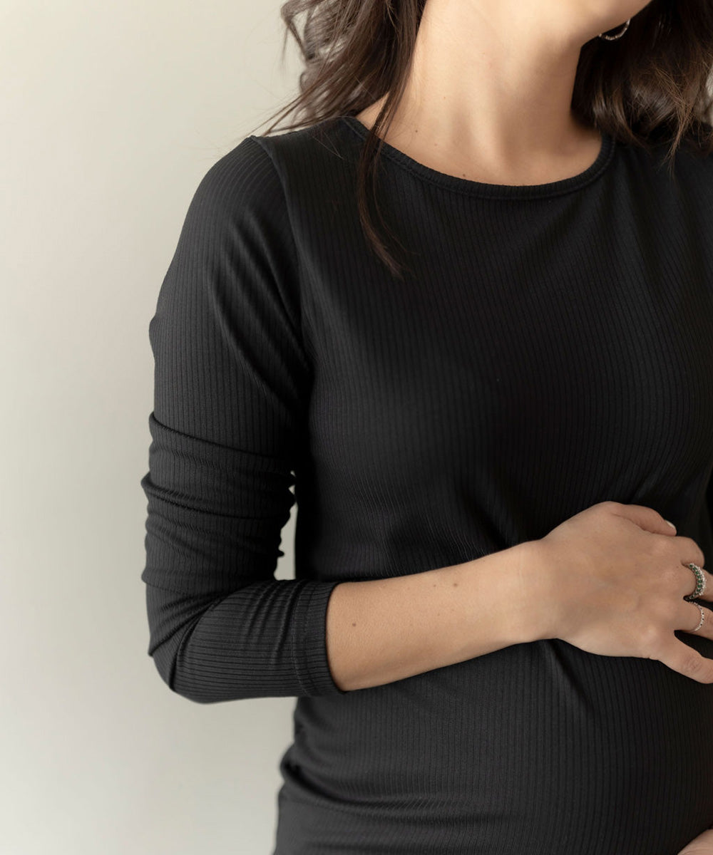 FITTED LONG SLEEVE BLACK DRESS