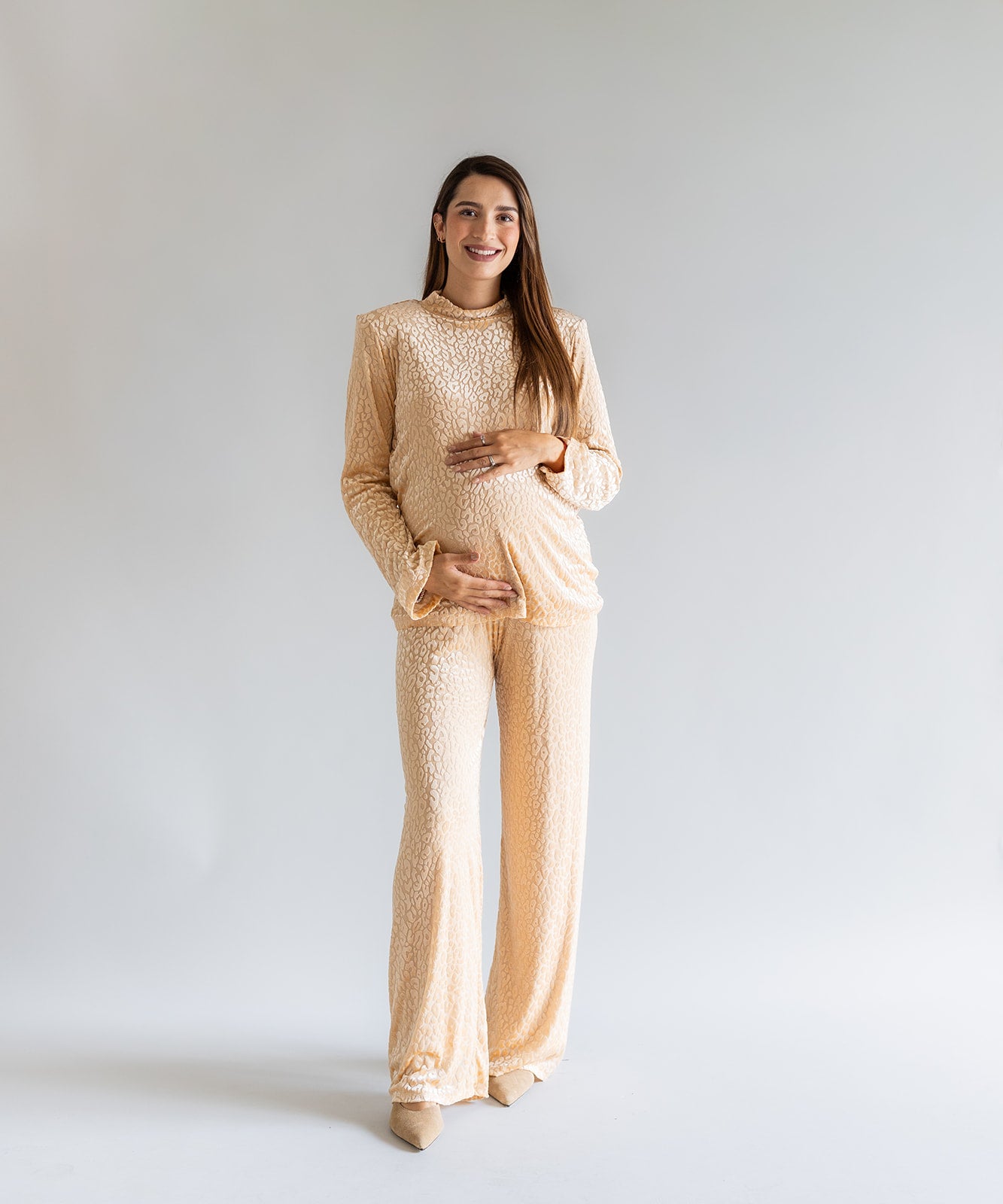 MESH PRINT SET BEIGE