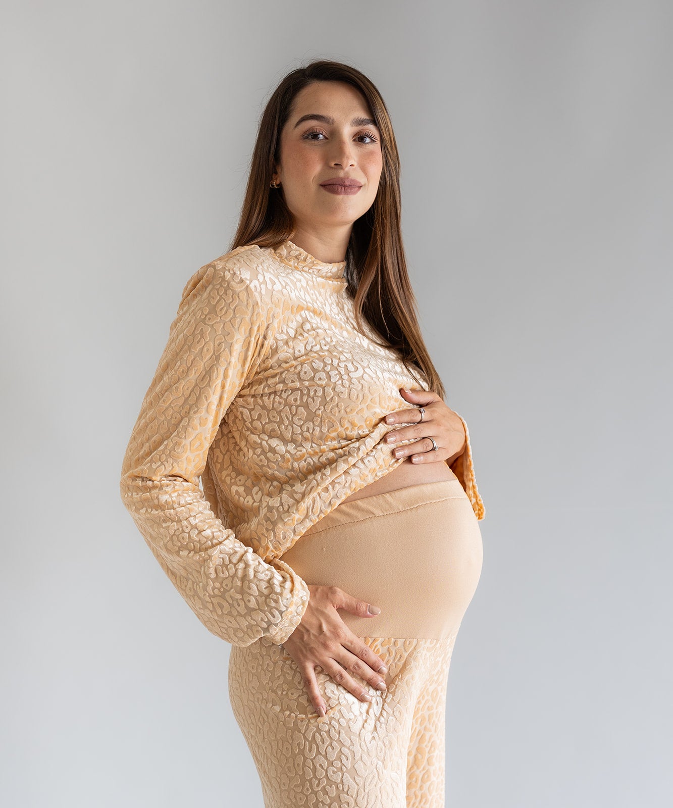 MESH PRINT SET BEIGE