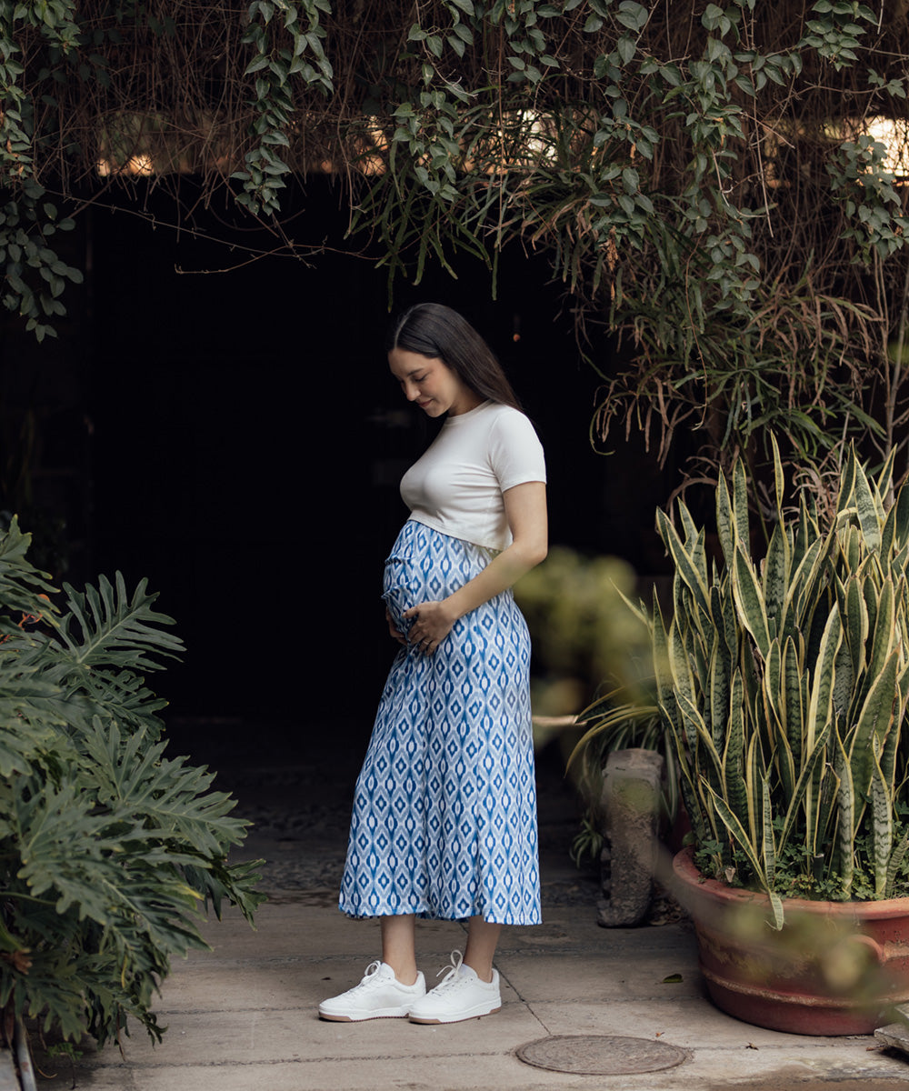 MIDI SKIRT BLUE PRINT