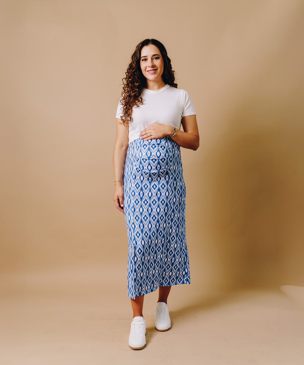 MIDI SKIRT BLUE PRINT