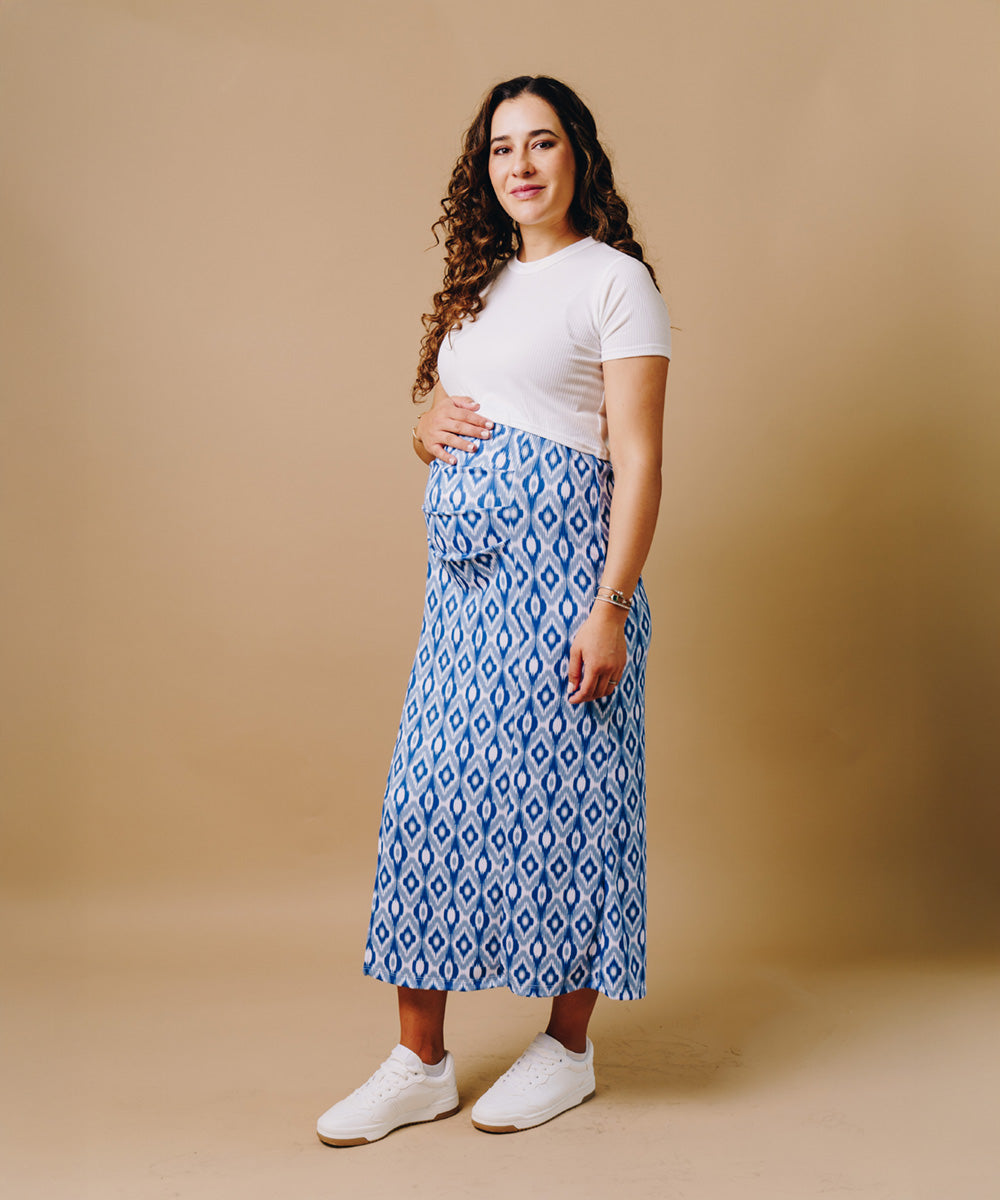 MIDI SKIRT BLUE PRINT