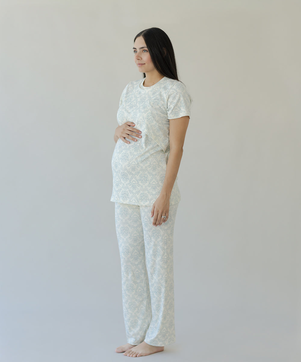 STAY HOME NURSING PIJAMA PRINT BLUE