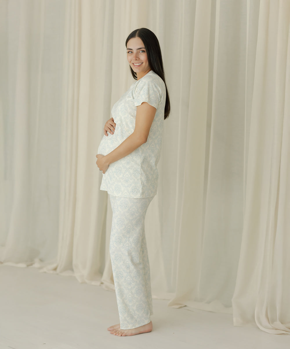 STAY HOME NURSING PIJAMA PRINT BLUE