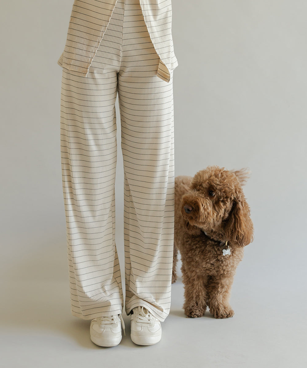 SIMPLE LONG SLEEVE SET STRIPES CREAM