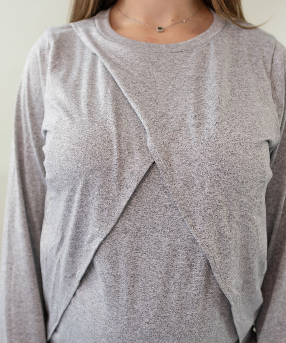 STAY IN LONG SLEEVE GREY PIJAMA