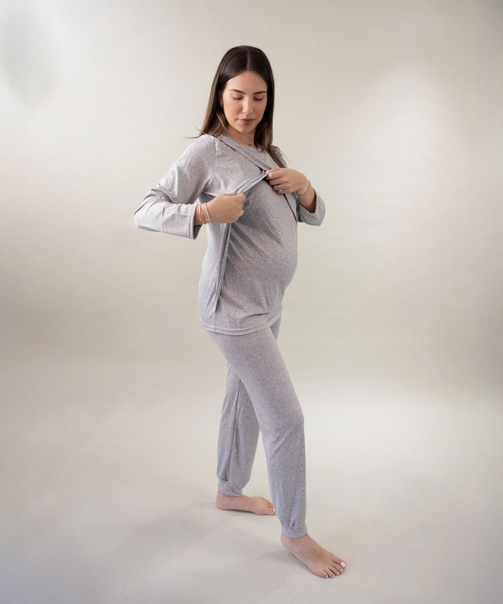 STAY IN LONG SLEEVE GREY PIJAMA
