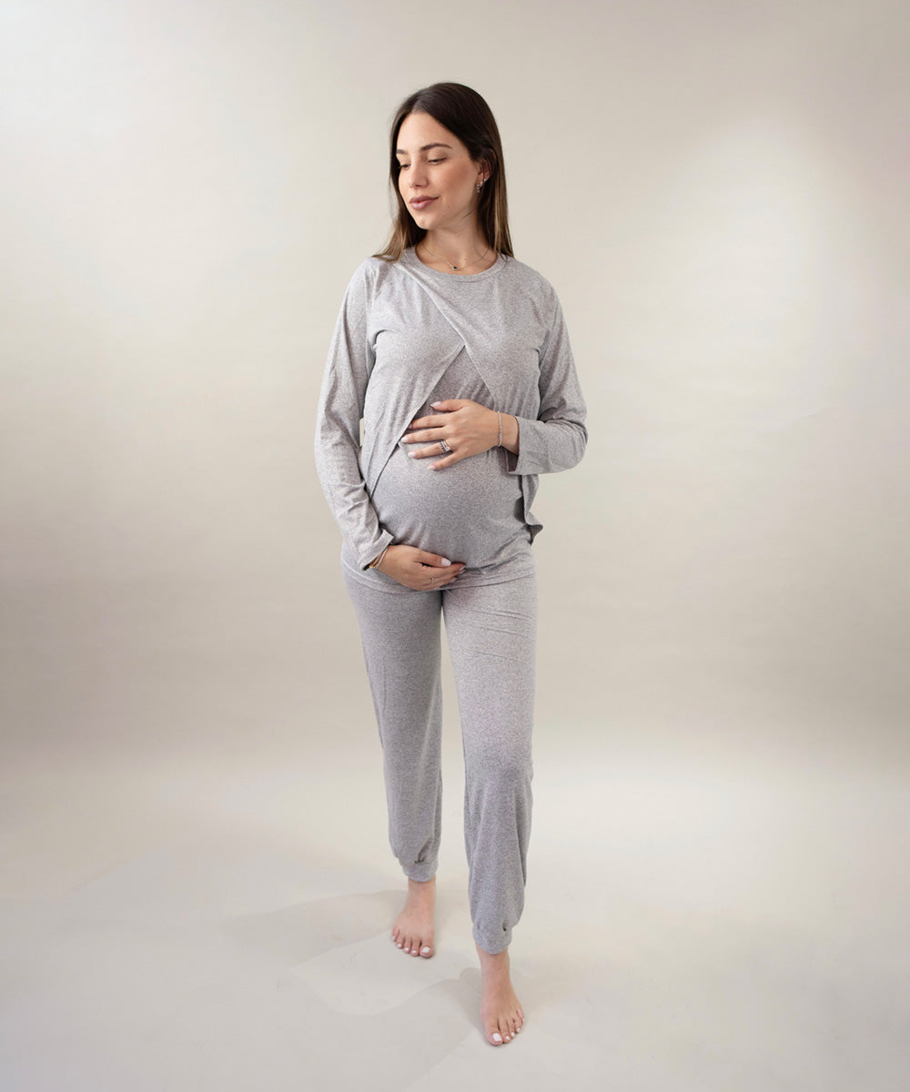 STAY IN LONG SLEEVE GREY PIJAMA