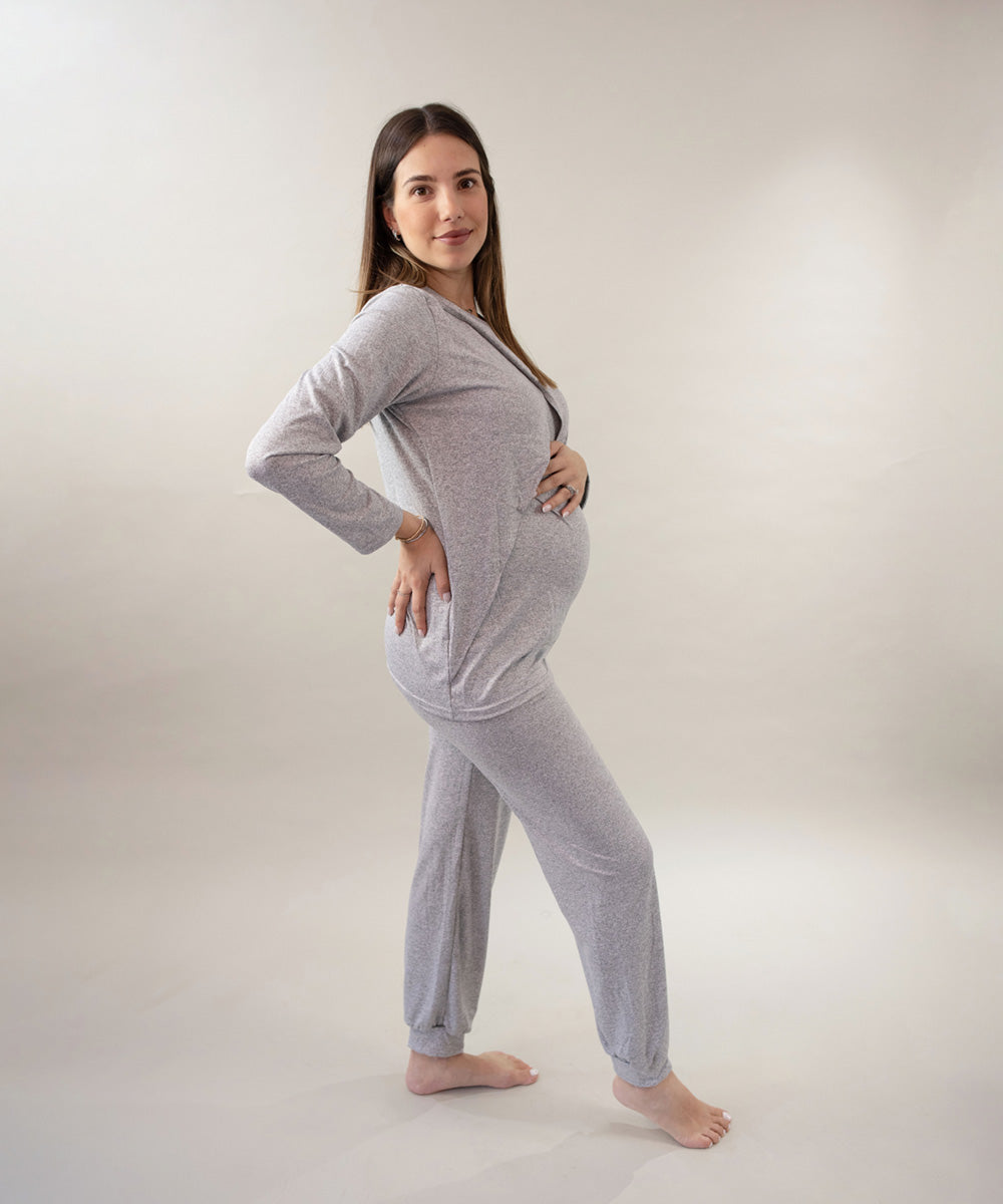 STAY IN LONG SLEEVE GREY PIJAMA