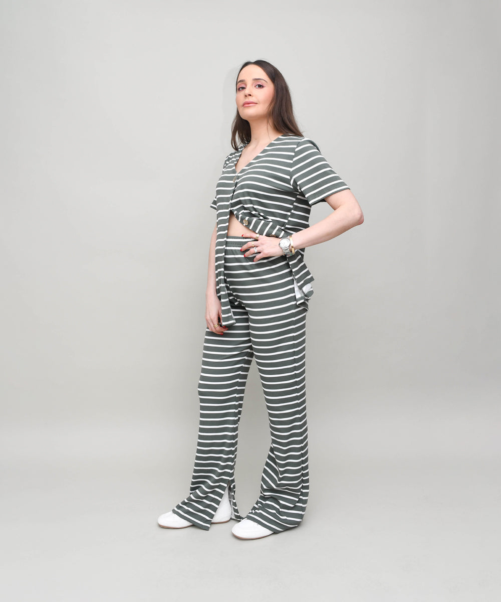 HONEY NURSING SET GREEN STRIPES