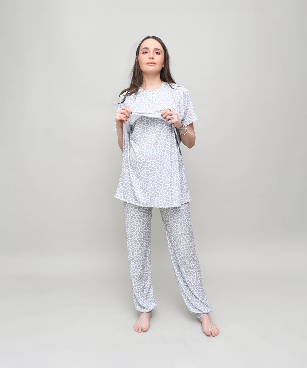 STAY HOME NURSING PIJAMA PRINT GRAY
