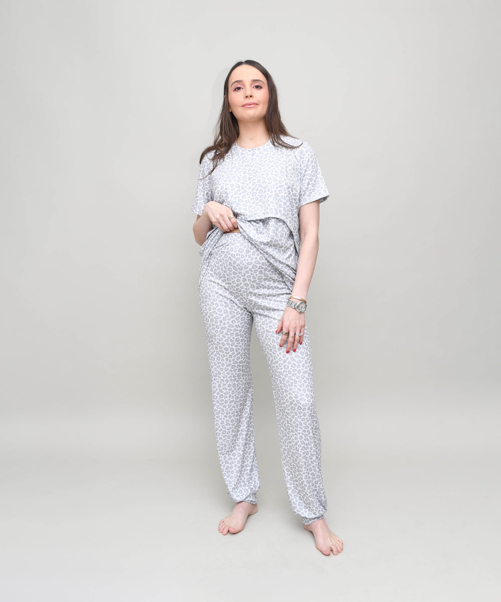 STAY HOME NURSING PIJAMA PRINT GRAY