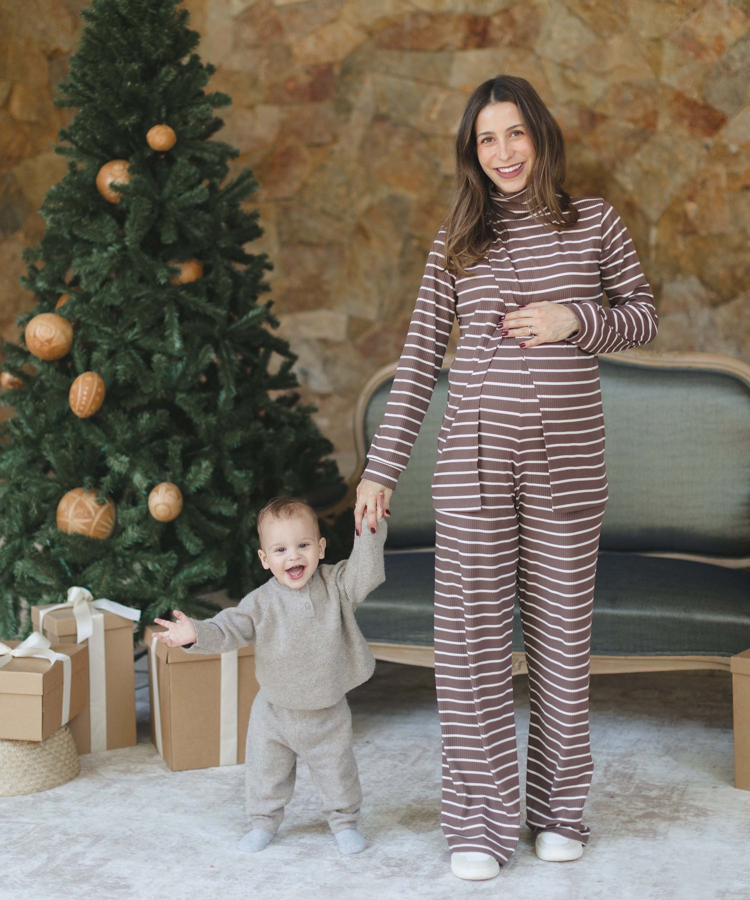 SIMPLE LONG SLEEVE SET BROWN