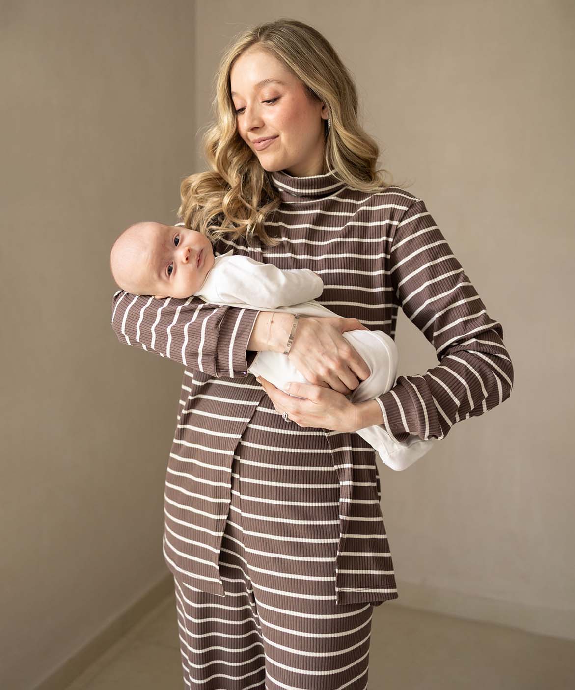 SIMPLE LONG SLEEVE SET BROWN