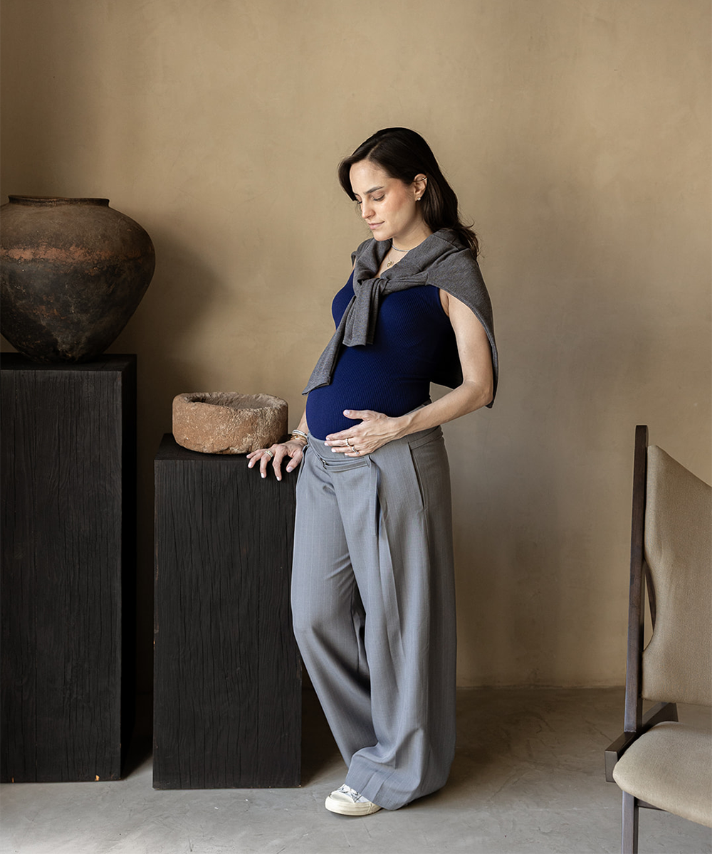 TAILORED LOW RISE PANTS GRAY