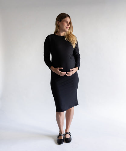 FITTED LONG SLEEVE BLACK DRESS