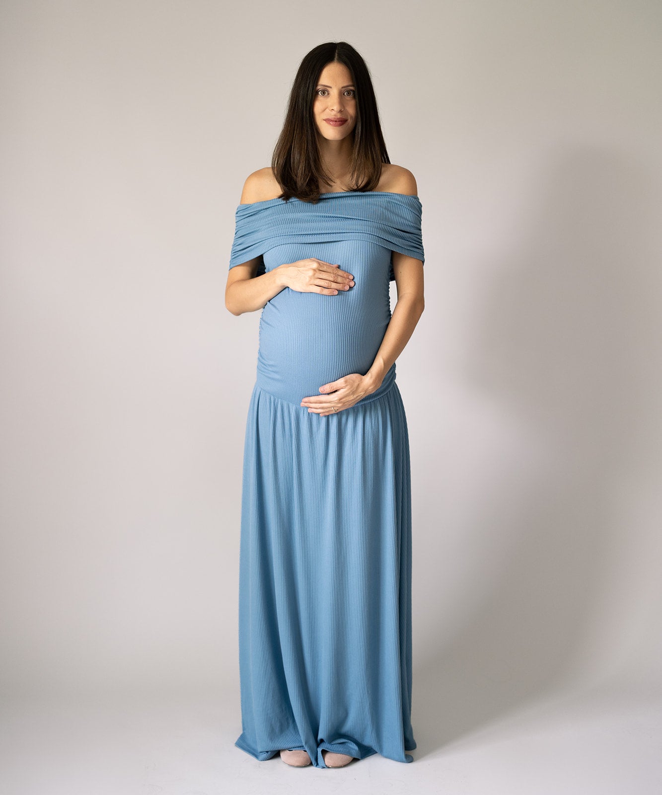 MAXI RIB DRESS BLUE