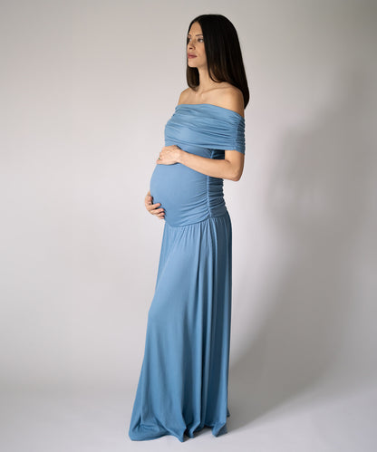 MAXI RIB DRESS BLUE