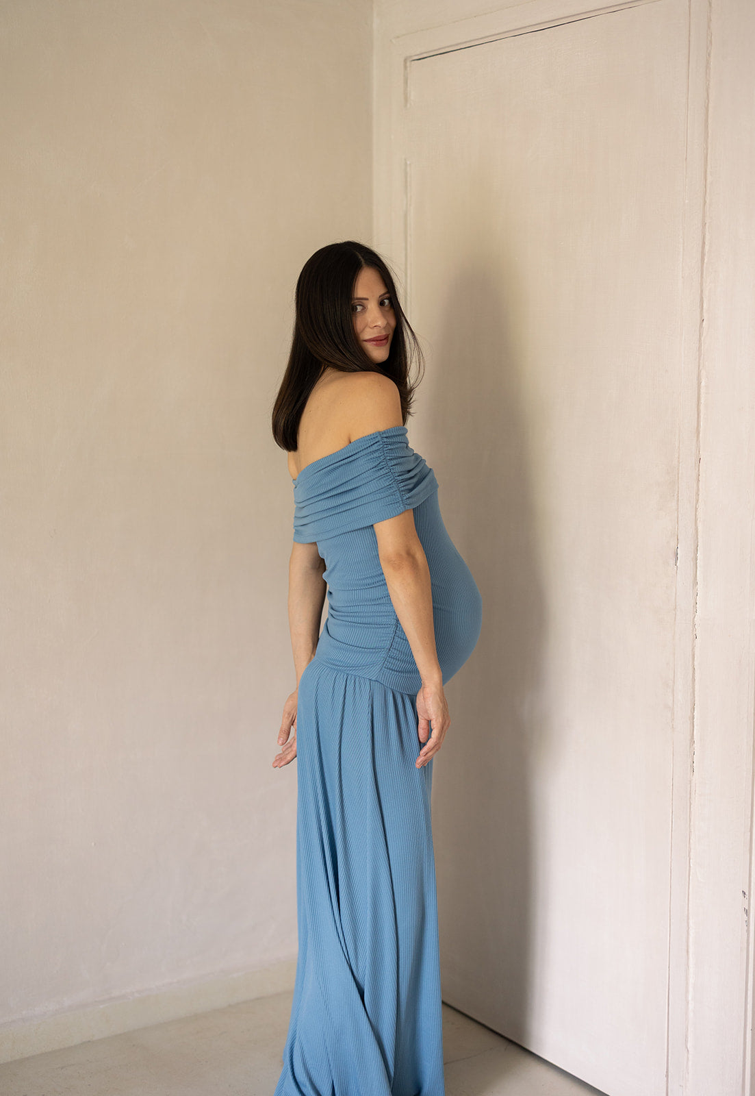 MAXI RIB DRESS BLUE