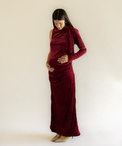 MESH DRESS BURGUNDY
