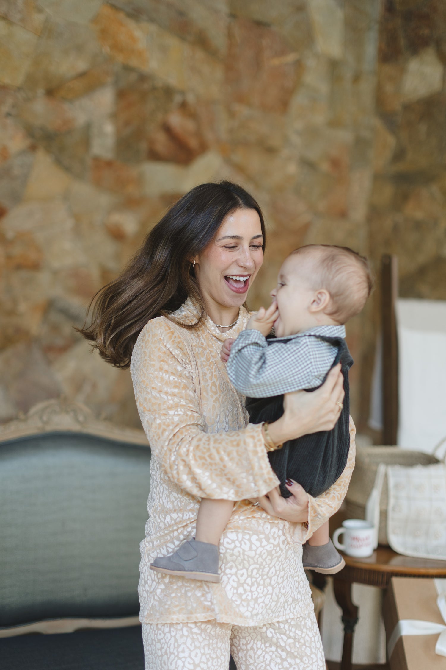 MESH PRINT SET BEIGE