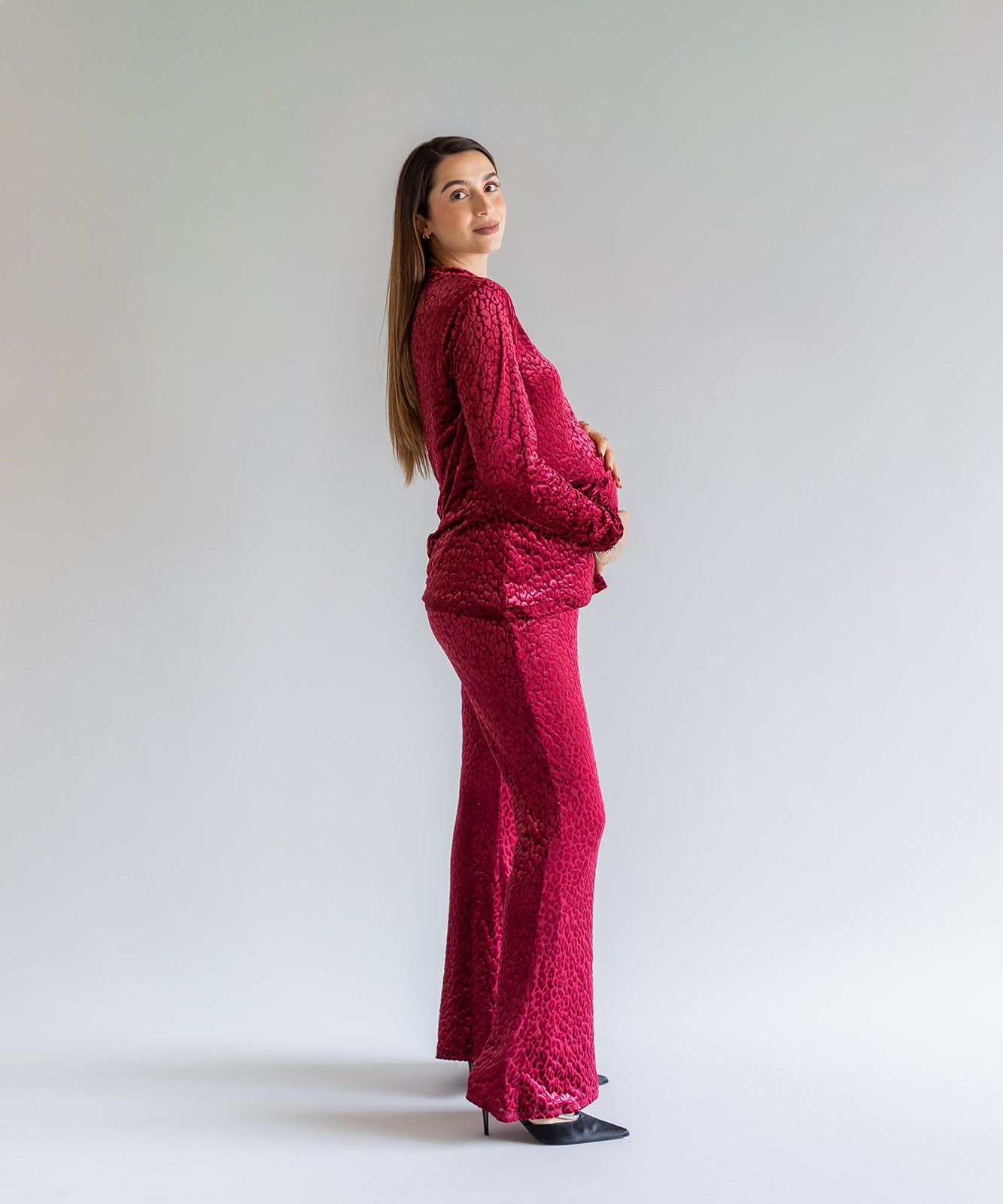MESH PRINT SET BURGUNDY