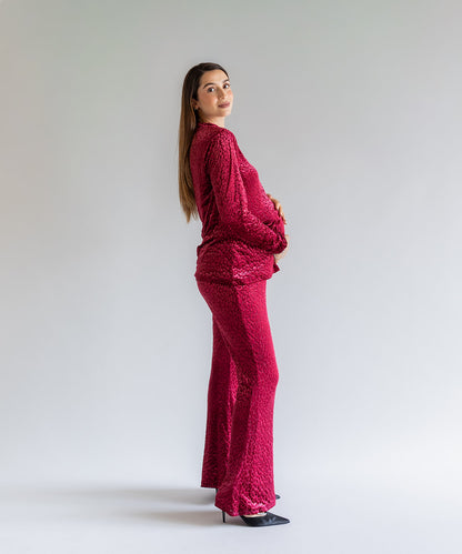MESH PRINT SET BURGUNDY