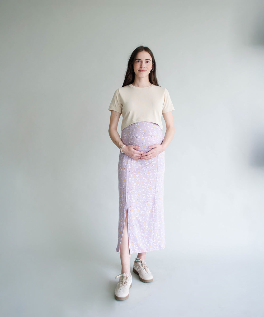 MIDI SKIRT LILA PRINT