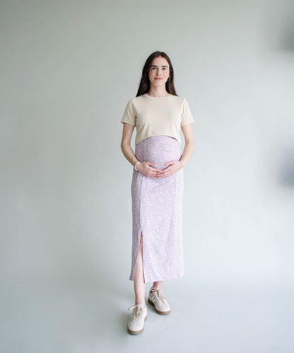 MIDI SKIRT LILA PRINT