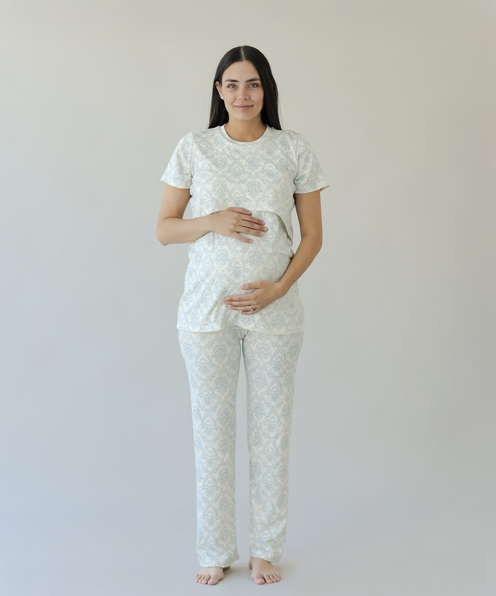 STAY HOME NURSING PIJAMA PRINT BLUE