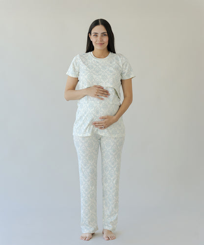 STAY HOME NURSING PIJAMA PRINT BLUE