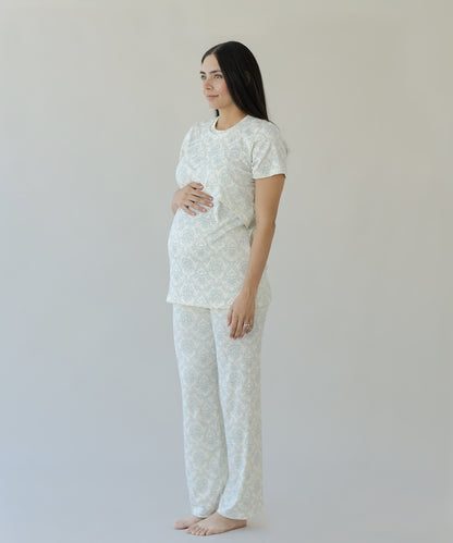 STAY HOME NURSING PIJAMA PRINT BLUE