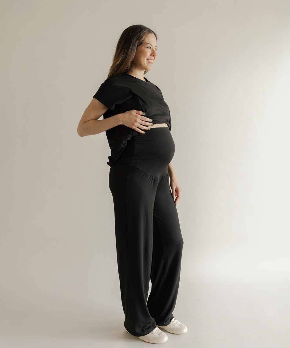 NURSING SHORT SLEEVE PANTS BLACK