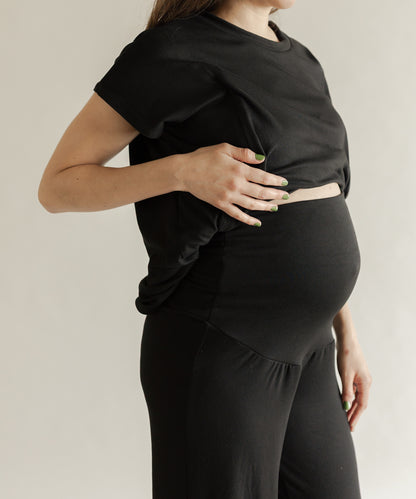 NURSING SHORT SLEEVE PANTS BLACK