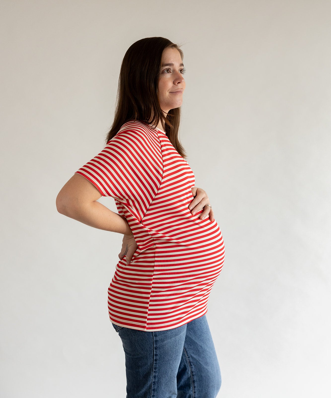 OVERSIZE NURSING T-SHIRT RED STRIPES
