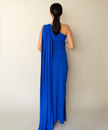 ONE SHOULDER DRESS BLUE