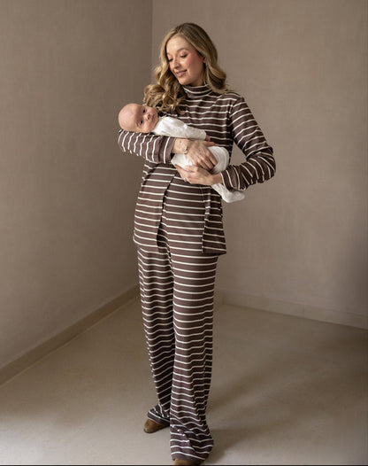 SIMPLE LONG SLEEVE SET BROWN